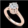 Image 1 : 1.50 ctw VS/SI Diamond Art Deco Ring 18K Rose Gold - REF-399M3F - SKU:36831