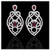 Image 1 : 7 ctw Ruby & VS/SI Diamond Heart Earrings 14K White Gold - REF-381X8R - SKU:21138