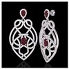 Image 2 : 7 ctw Ruby & VS/SI Diamond Heart Earrings 14K White Gold - REF-381X8R - SKU:21138