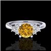 Image 2 : 1 ctw Intense Yellow Diamond Ring 18K White Gold - REF-200F2N - SKU:37595