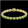 Image 2 : 19.25 ctw Peridot & VS/SI Diamond Bracelet 14K Yellow Gold - REF-147R3K - SKU:40240