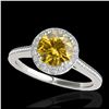 Image 1 : 1.55 ctw SI/I Fancy Intense Yellow Diamond Ring 10K White Gold - REF-175M9F - SKU:33533