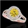 Image 1 : 2.15 ctw SI/I Fancy Intense Yellow Diamond Ring 10K Rose Gold - REF-244W3H - SKU:34404