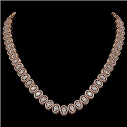 34.72 ctw Oval Diamond Necklace 18K Rose Gold - REF-4700W9H - SKU:42759