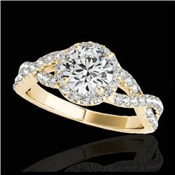 1.54 ctw H-SI/I Diamond Solitaire Halo Ring 10K Yellow Gold - REF-135V2Y - SKU:33789