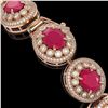 Image 3 : 49.17 ctw Ruby & Diamond Bracelet 14K Rose Gold - REF-1369R3K - SKU:43713