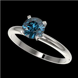 1.05 ctw Intense Blue Diamond Ring 10K White Gold - REF-112F5N - SKU:36414