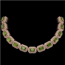 130.05 ctw Tourmaline & Diamond Necklace 14K Rose Gold - REF-3619K6W - SKU:43479