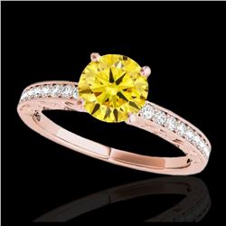 1.43 ctw SI Intense Yellow Diamond Ring 10K Rose Gold - REF-229M3F - SKU:34620