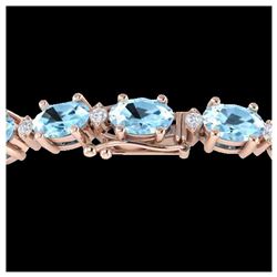 10 ctw Aquamarine & VS/SI Diamond Eternity Bracelet 10K Rose Gold - REF-107F3N - SKU:21439