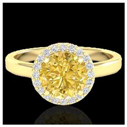 2 ctw Citrine & Halo VS/SI Diamond Ring 18K Yellow Gold - REF-48R5K - SKU:21627