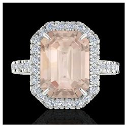 4.50 ctw Morganite & VS/SI Diamond Ring 18K White Gold - REF-112R4K - SKU:21431