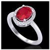 Image 2 : 2 ctw Ruby & VS/SI Diamond Ring Halo 18K White Gold - REF-52R7K - SKU:21018