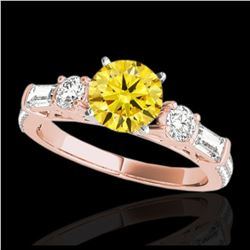 2.5 ctw SI/I Fancy Intense Yellow Diamond Ring 10K Rose Gold - REF-245M5F - SKU:35488