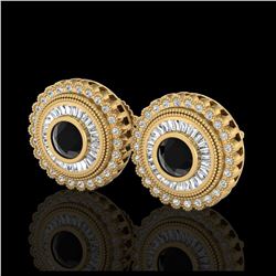 2.61 ctw Fancy Black Diamond Art Deco Stud Earrings 18K Yellow Gold - REF-236H4M - SKU:37907