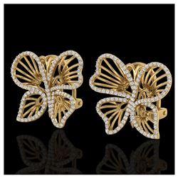 1.25 ctw Butterfly VS/SI Diamond Earrings 14K Yellow Gold - REF-141K8W - SKU:22501