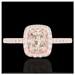 1.25 ctw Morganite & VS/SI Diamond Ring 10K Rose Gold - REF-40K9W - SKU:22907