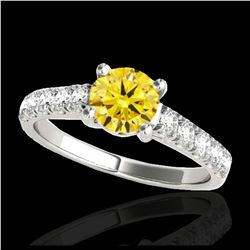 1.55 ctw SI/I Fancy Intense Yellow Diamond Ring 10K White Gold - REF-155K5W - SKU:35496