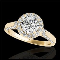 2.15 ctw H-SI/I Diamond Solitaire Halo Ring 10K Yellow Gold - REF-313A6V - SKU:33573