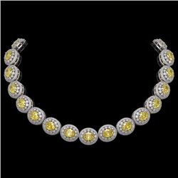 89.35 ctw Canary Citrine & Diamond Necklace 14K White Gold - REF-2597A3V - SKU:43697