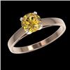 Image 2 : 1 ctw Intense Yellow Diamond Ring 10K Rose Gold - REF-199Y5X - SKU:32990