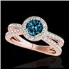 Image 1 : 2 ctw SI Blue Diamond Solitaire Halo Ring 10K Rose Gold - REF-173M9F - SKU:33861