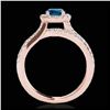 Image 2 : 2 ctw SI Blue Diamond Solitaire Halo Ring 10K Rose Gold - REF-173M9F - SKU:33861