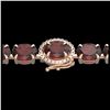 Image 1 : 19.25 ctw Garnet & Diamond Eternity Bracelet 14K Rose Gold - REF-107K3W - SKU:40232
