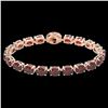 Image 2 : 19.25 ctw Garnet & Diamond Eternity Bracelet 14K Rose Gold - REF-107K3W - SKU:40232