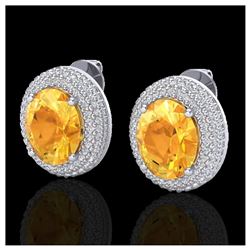 8 ctw Citrine & VS/SI Diamond Earrings 18K White Gold - REF-151N6A - SKU:20221