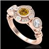 Image 1 : 1.51 ctw Intense Fancy Yellow Diamond Art Deco Ring 18K Rose Gold - REF-218H2M - SKU:37715