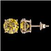 Image 2 : 3 ctw Intense Yellow Diamond Stud Earrings 10K Rose Gold - REF-645X2R - SKU:33129