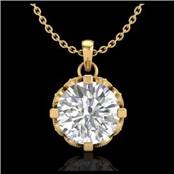 1.50 ctw VS/SI Diamond Solitaire Art Deco Stud Necklace 18K Yellow Gold - REF-363R5K - SKU:36847