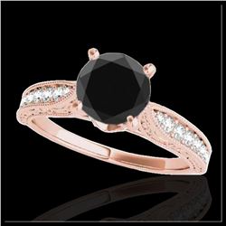 1.21 ctw VS Black Diamond Solitaire Ring 10K Rose Gold - REF-35M2F - SKU:34724