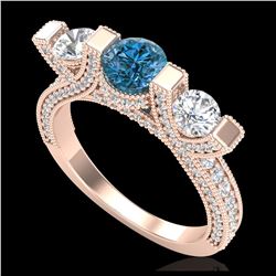 2.3 ctw Fancy Intense Blue Diamond Ring 18K Rose Gold - REF-236F4N - SKU:37643