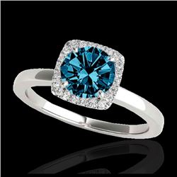 1.15 ctw SI Fancy Blue Diamond Halo Ring 10K White Gold - REF-122A6V - SKU:33405