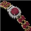 Image 2 : 19.85 ctw Ruby & Diamond Bracelet 14K Yellow Gold - REF-213H3M - SKU:45598