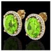 Image 1 : 5 ctw Peridot & VS/SI Diamond Earrings 18K Yellow Gold - REF-82R2K - SKU:21061