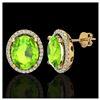 Image 2 : 5 ctw Peridot & VS/SI Diamond Earrings 18K Yellow Gold - REF-82R2K - SKU:21061