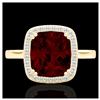 Image 1 : 3 ctw Garnet & VS/SI Diamond Ring 18K Yellow Gold - REF-48H5M - SKU:22845
