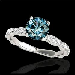 1.40 ctw SI Fancy Blue Diamond Solitaire Ring 10K White Gold - REF-117X3R - SKU:34876