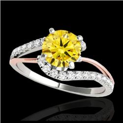 1.35 ctw SI Fancy Diamond Bypass Solitaire Ring 10K White & Rose Gold - REF-125M5F - SKU:35108