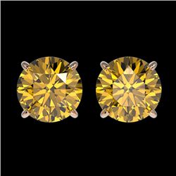 2 ctw Intense Yellow Diamond Stud Earrings 10K Rose Gold - REF-360F2N - SKU:33089