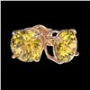 Image 3 : 2 ctw Intense Yellow Diamond Stud Earrings 10K Rose Gold - REF-360F2N - SKU:33089