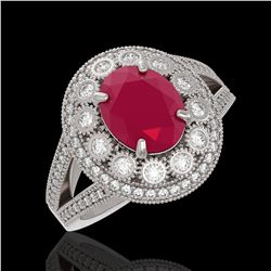 4.55 ctw Ruby & Diamond Ring 14K White Gold - REF-145Y3X - SKU:43577