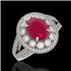 Image 1 : 4.55 ctw Ruby & Diamond Ring 14K White Gold - REF-145Y3X - SKU:43577