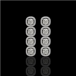 5.28 ctw Cushion Diamond Earrings 18K White Gold - REF-736Y2X - SKU:42629