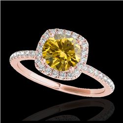 1.25 ctw SI/I Fancy Intense Yellow Diamond Ring 10K Rose Gold - REF-163A6V - SKU:33333