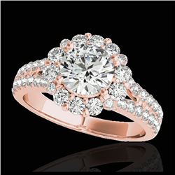 2.51 ctw H-SI/I Diamond Solitaire Halo Ring 10K Rose Gold - REF-347M7F - SKU:33941