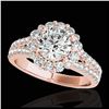 Image 1 : 2.51 ctw H-SI/I Diamond Solitaire Halo Ring 10K Rose Gold - REF-347M7F - SKU:33941